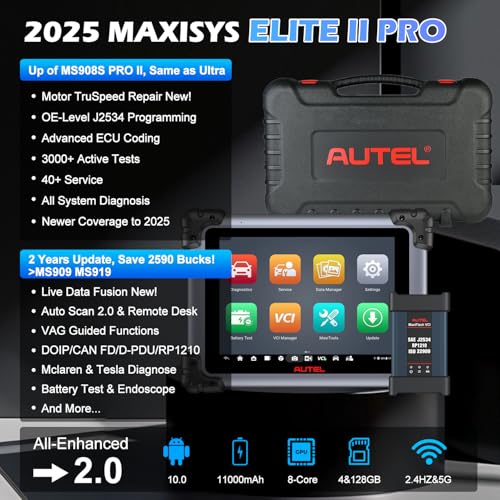 Autel MaxiSys Elite II Pro Scanner | J2534 ECU Coding, 40+ Resets, CAN FD & DoIP