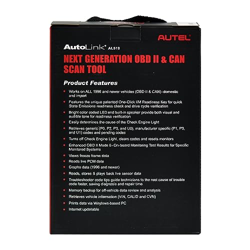 Autel AutoLink AL519 OBD2 Scanner – One-Click Smog Check & Live Data