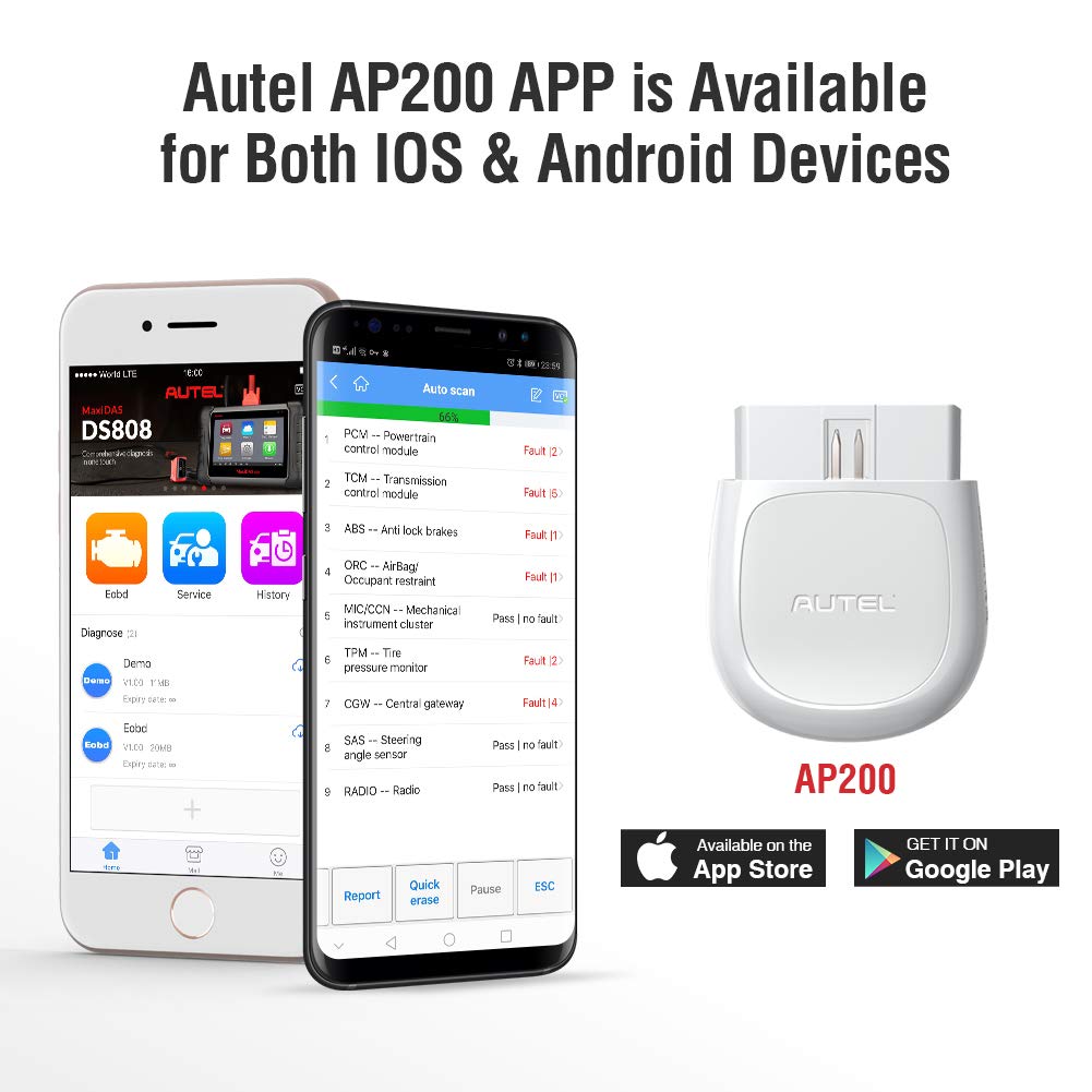 Autel MaxiAP AP200 Bluetooth OBD2 Scanner – Full System & 19 Services