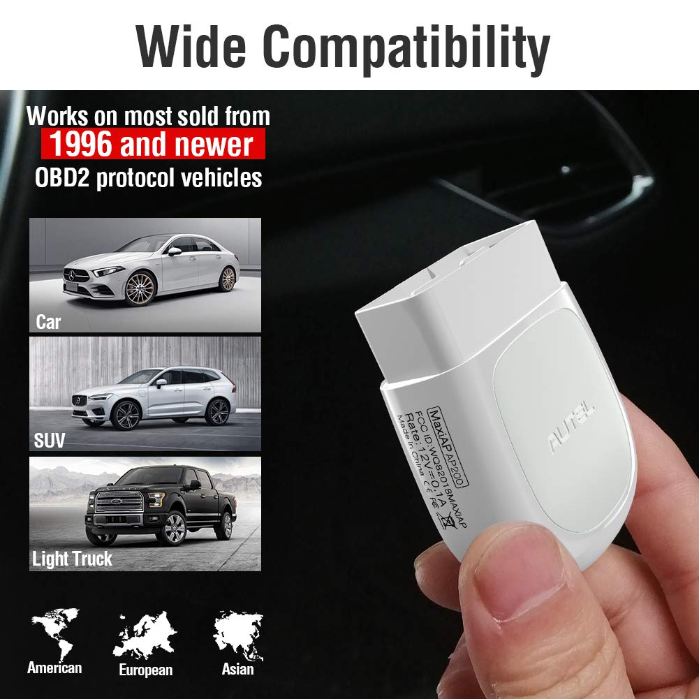 Autel MaxiAP AP200 Bluetooth OBD2 Scanner – Full System & 19 Services