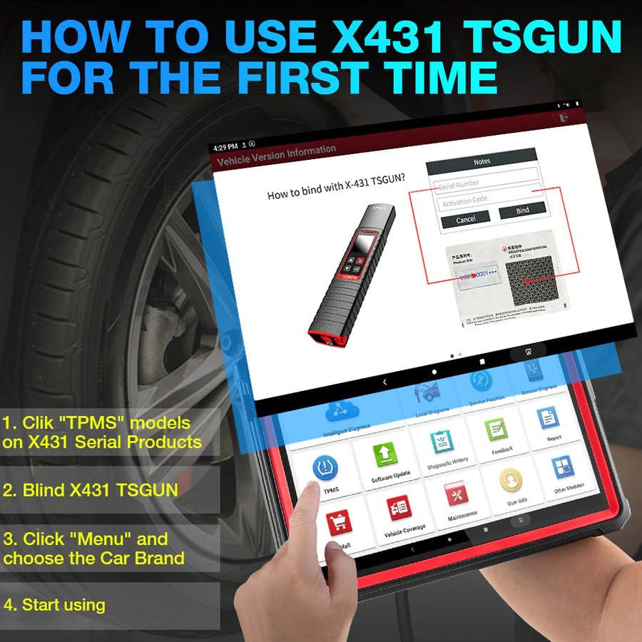 Launch X431 TSGUN PRO TPMS Sensor Activator & Tool