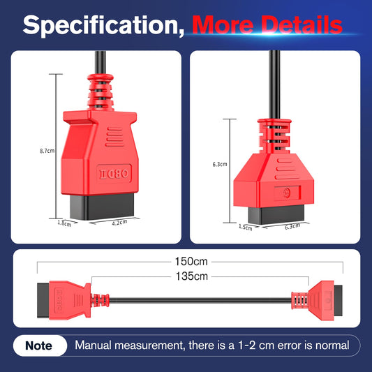 Autel OBD2 16-Pin Extension Cable – 5ft Heavy-Duty Adapter