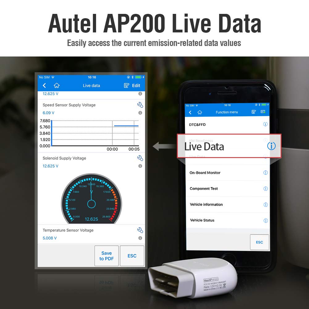 Autel MaxiAP AP200 Bluetooth OBD2 Scanner – Full System & 19 Services