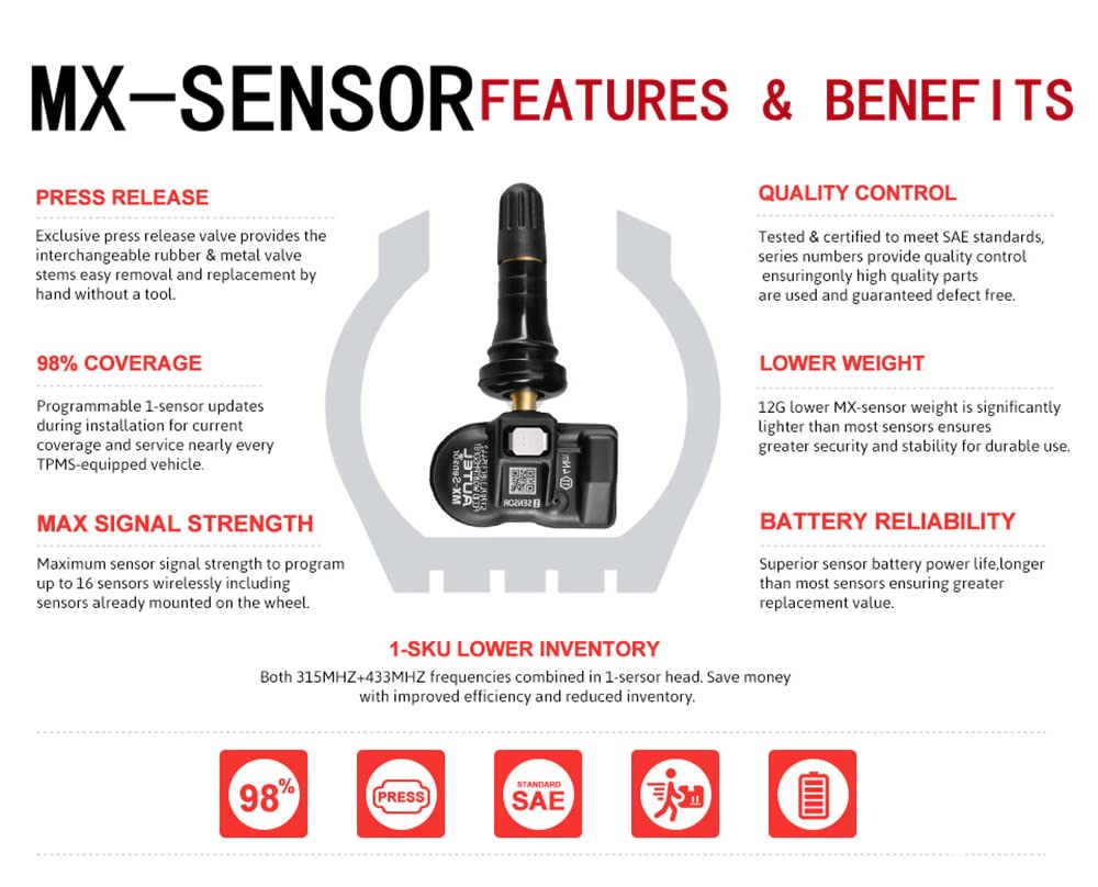 Autel MX-Sensor 2in1 TPMS Sensor 315/433MHz Programmable (4pcs)