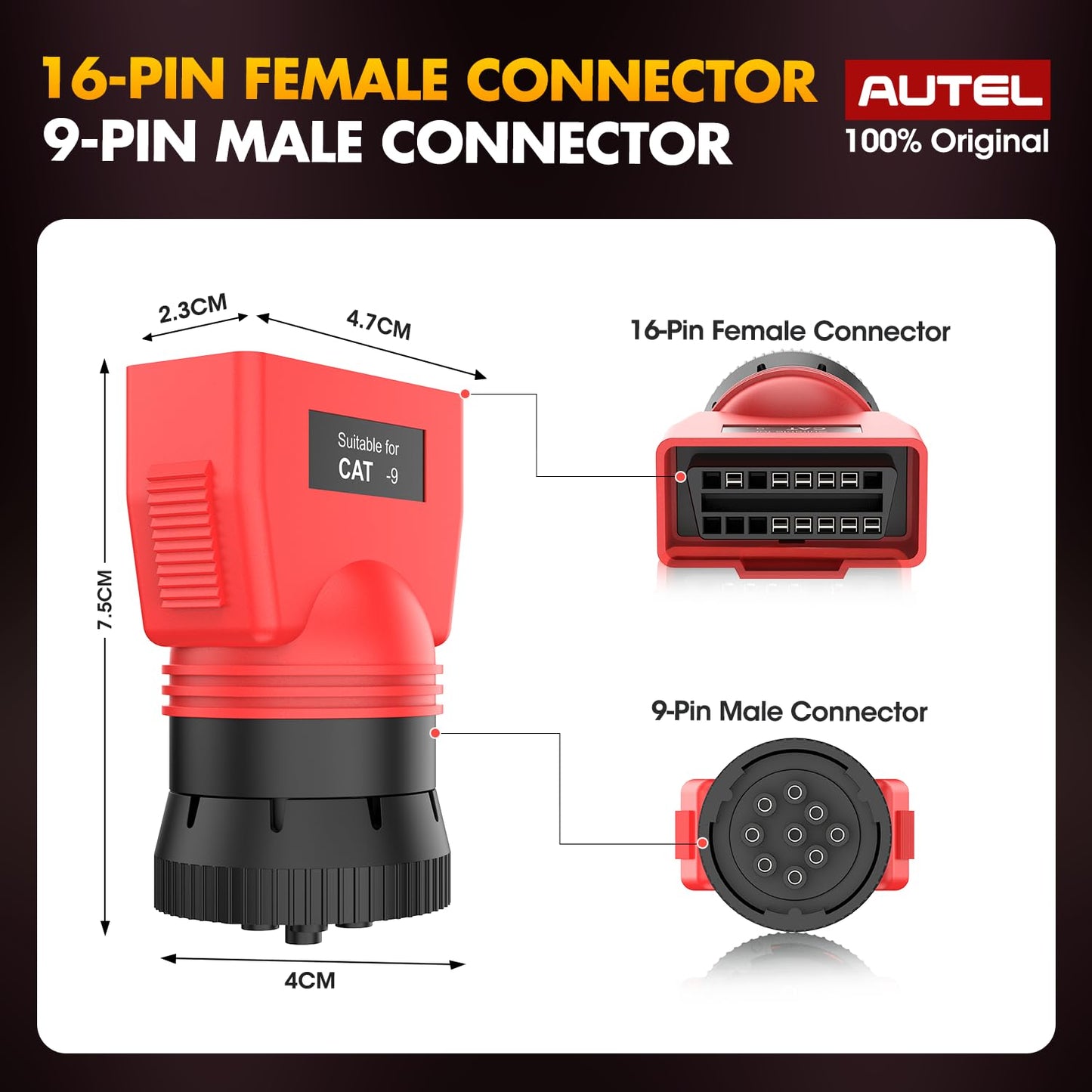 Autel CAT 9-Pin Adapter for MaxiSYS CV – Off-Highway Diagnostics