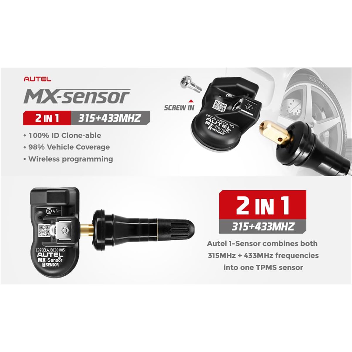 Autel MX-Sensor 1 - Bulk 20 Programmable TPMS Sensors with Rubber Valve