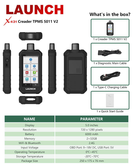LAUNCH X431 Creader TPMS 5011 V2 – Advanced Tire Pressure Sensor Tool