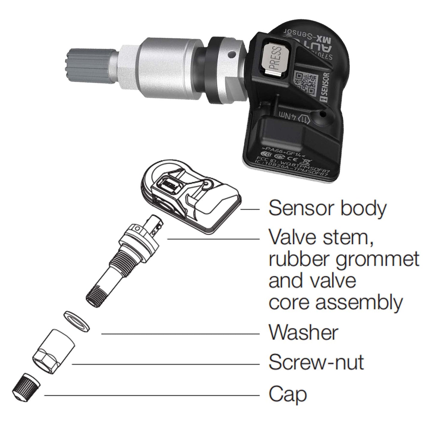 Autel TPMS Sensors Set of 4 – Programmable MX Sensor 315/433MHz