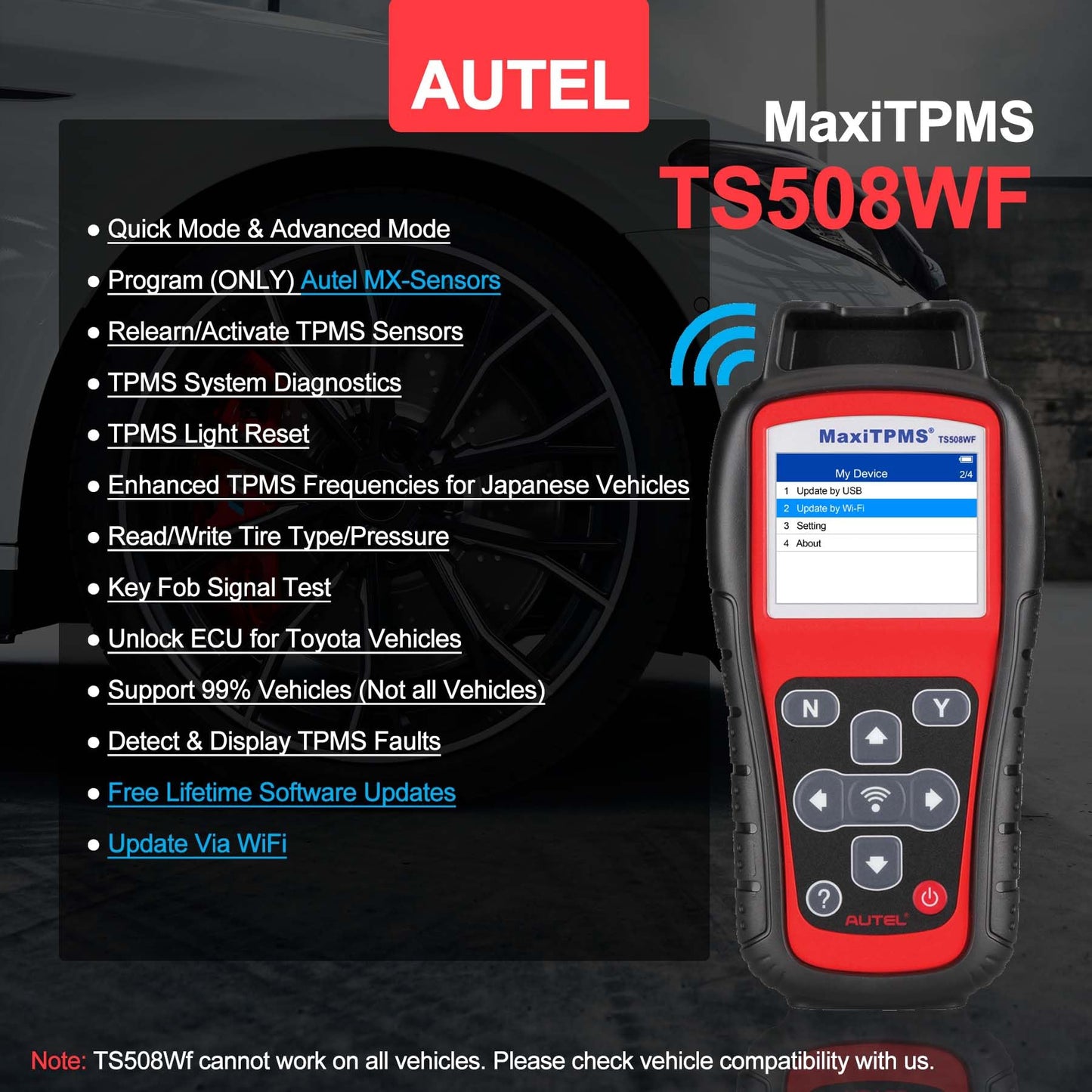 Autel TS508WF TPMS Tool – Sensor Programming & Relearn
