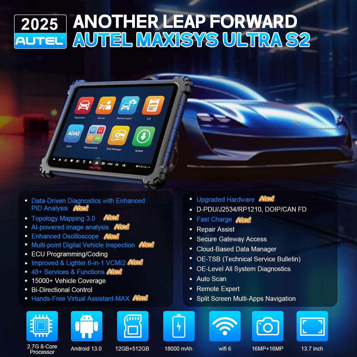 Autel MaxiSys Ultra S2 2025 Scanner | AI Diagnostics + VCMI2