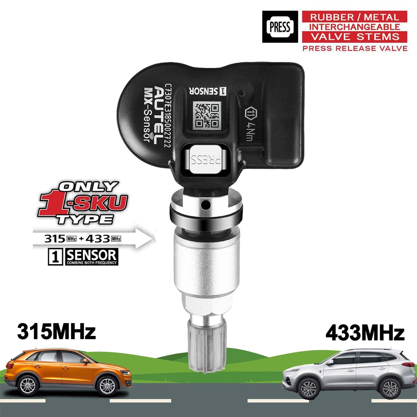 Autel TPMS Sensors Set of 4 – Programmable MX Sensor 315/433MHz