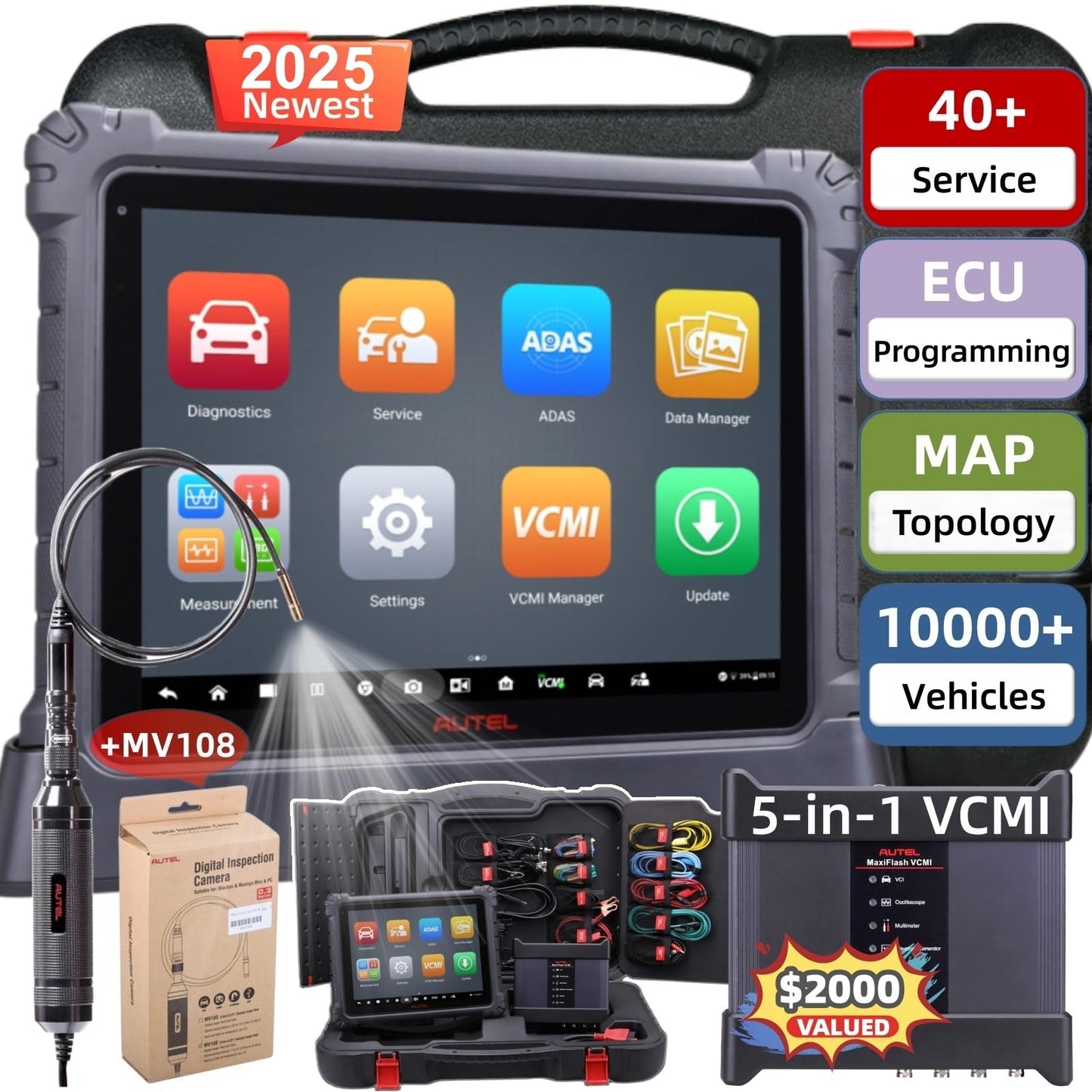 Autel MaxiSys Ultra 2025 OBD2 Scanner with MV108 & 5-in-1 VCMI
