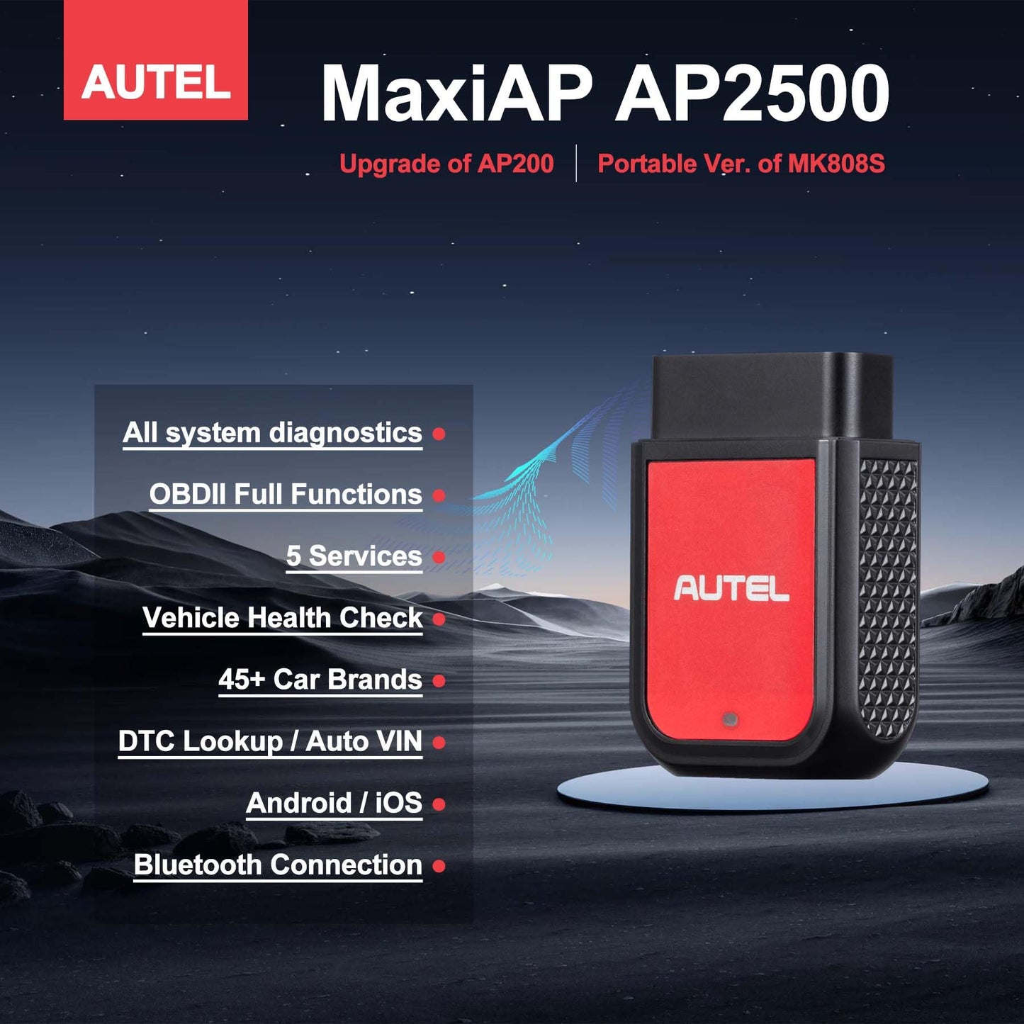Autel MaxiAP AP2500 Bluetooth OBD2 Scanner for All Systems