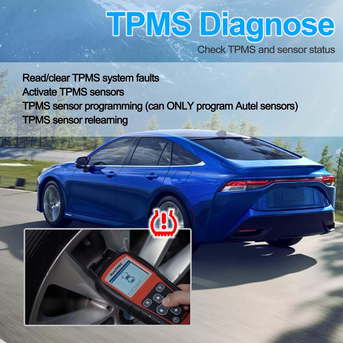 Autel MaxiTPMS TS508WF TPMS Tool Kit with 4 MX-Sensors & Metal Valves