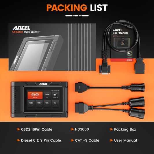 ANCEL HD3600 Heavy Equipment Diagnostic Tool with DPF & Full-System Scan