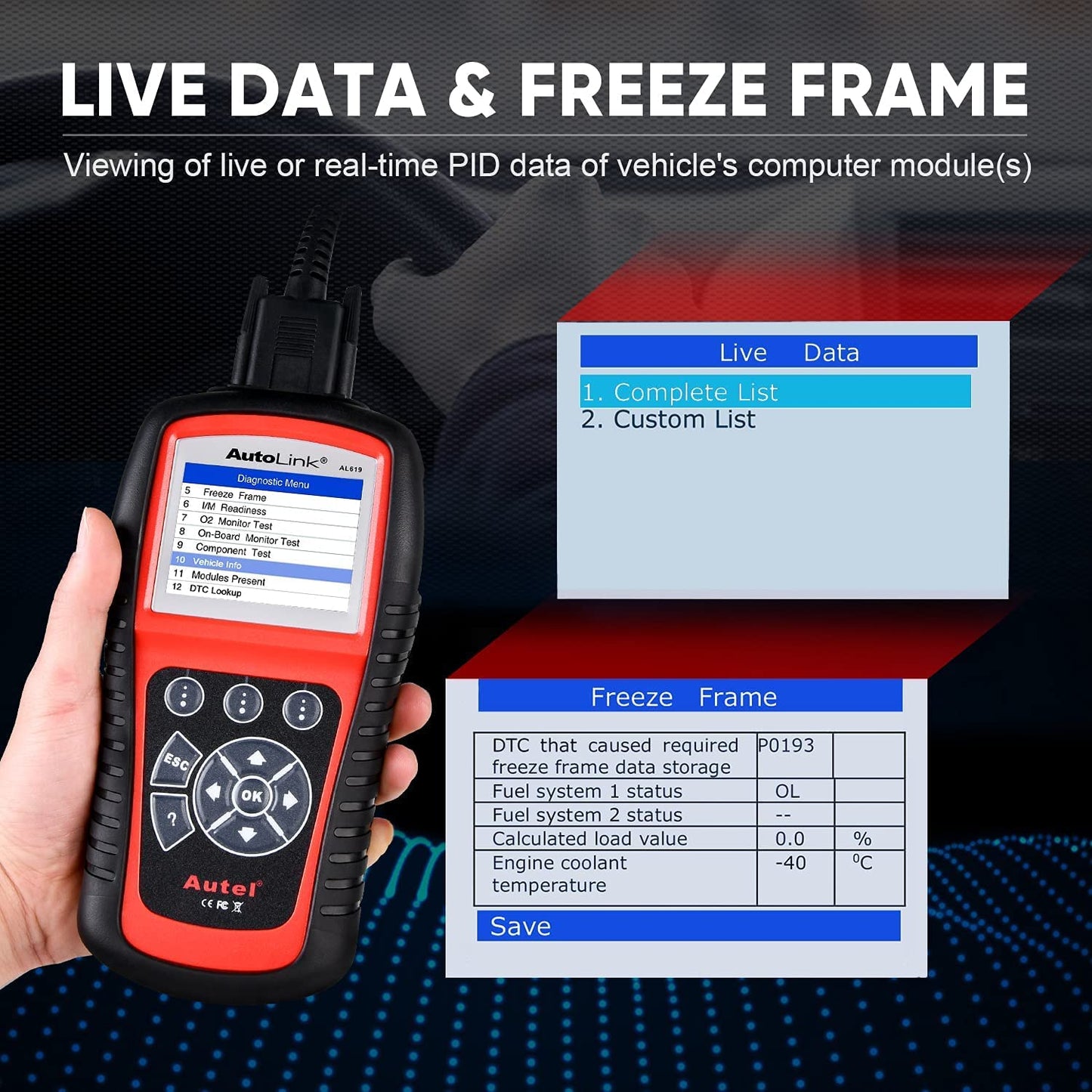 Autel AutoLink AL619 OBD2 Scanner – ABS, SRS, Live Data & DTC