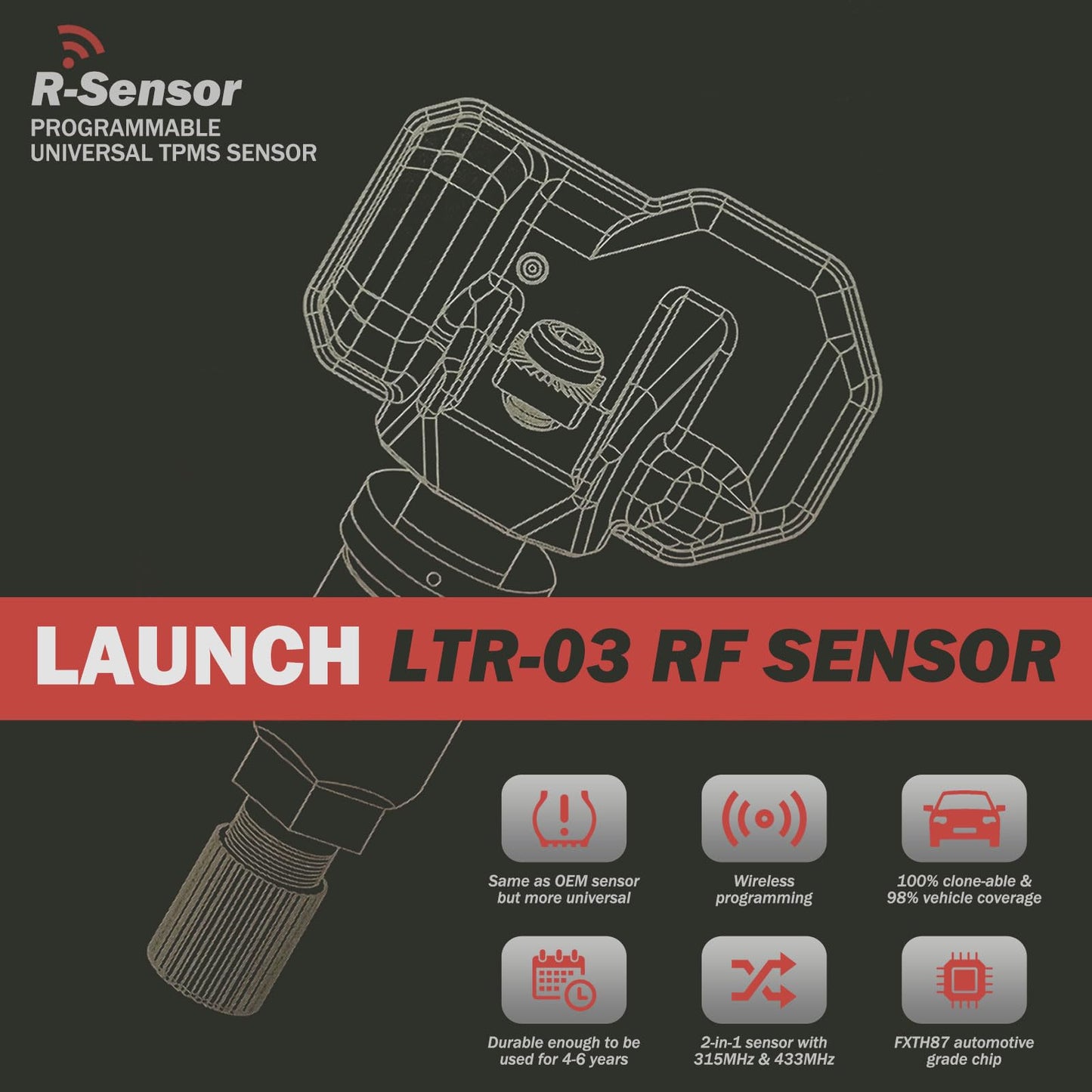 LAUNCH X-431 TPMS Service Tool Kit with i-TPMS & 4 LTR-03 Sensors