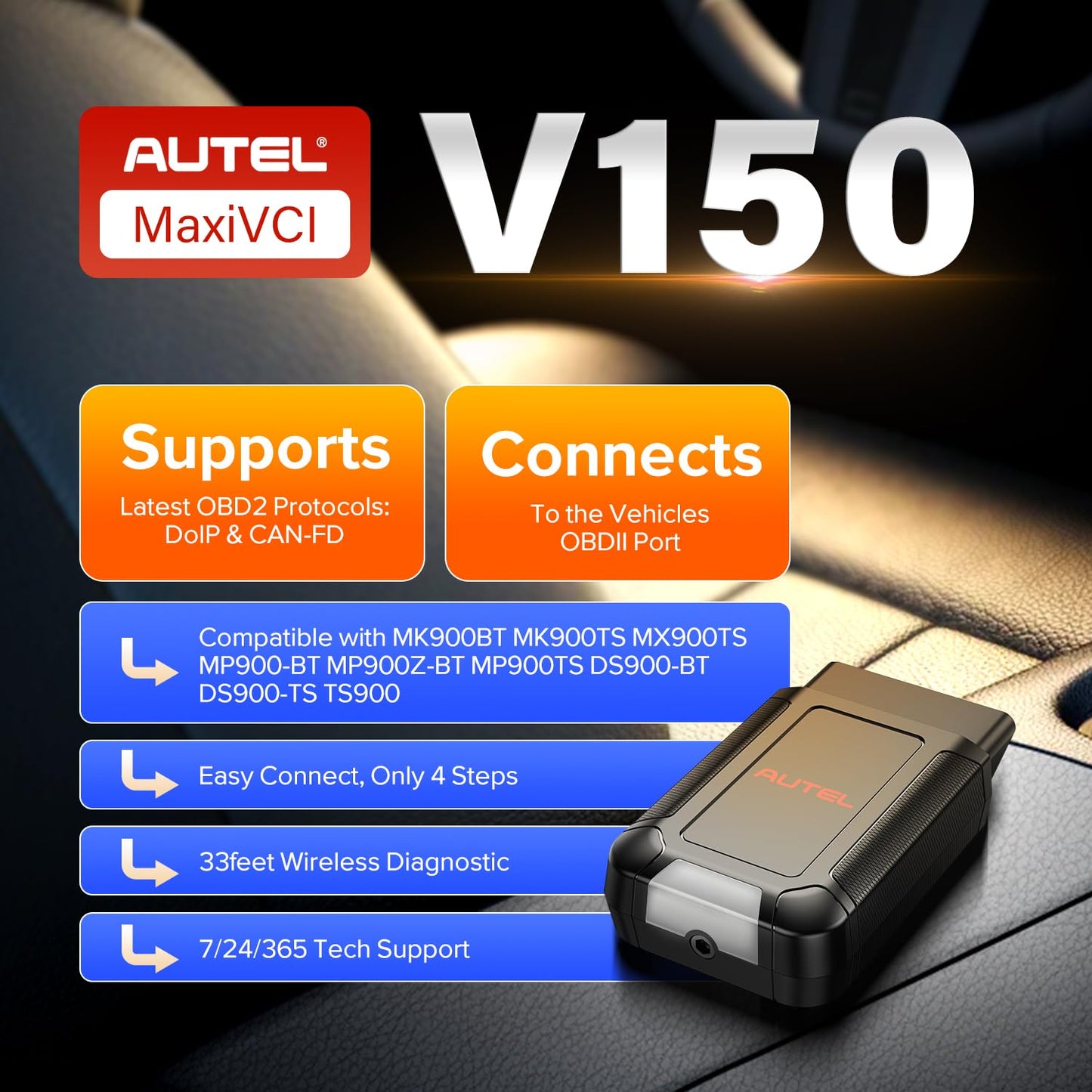 Autel MaxiVCI V150 Bluetooth VCI Dongle for MK900 Series