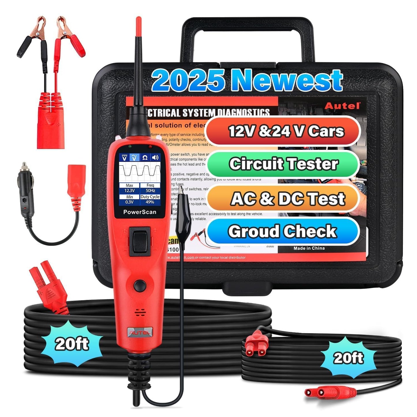 Autel PowerScan PS100 Circuit Tester 2025 – 12V–24V Probe Tool