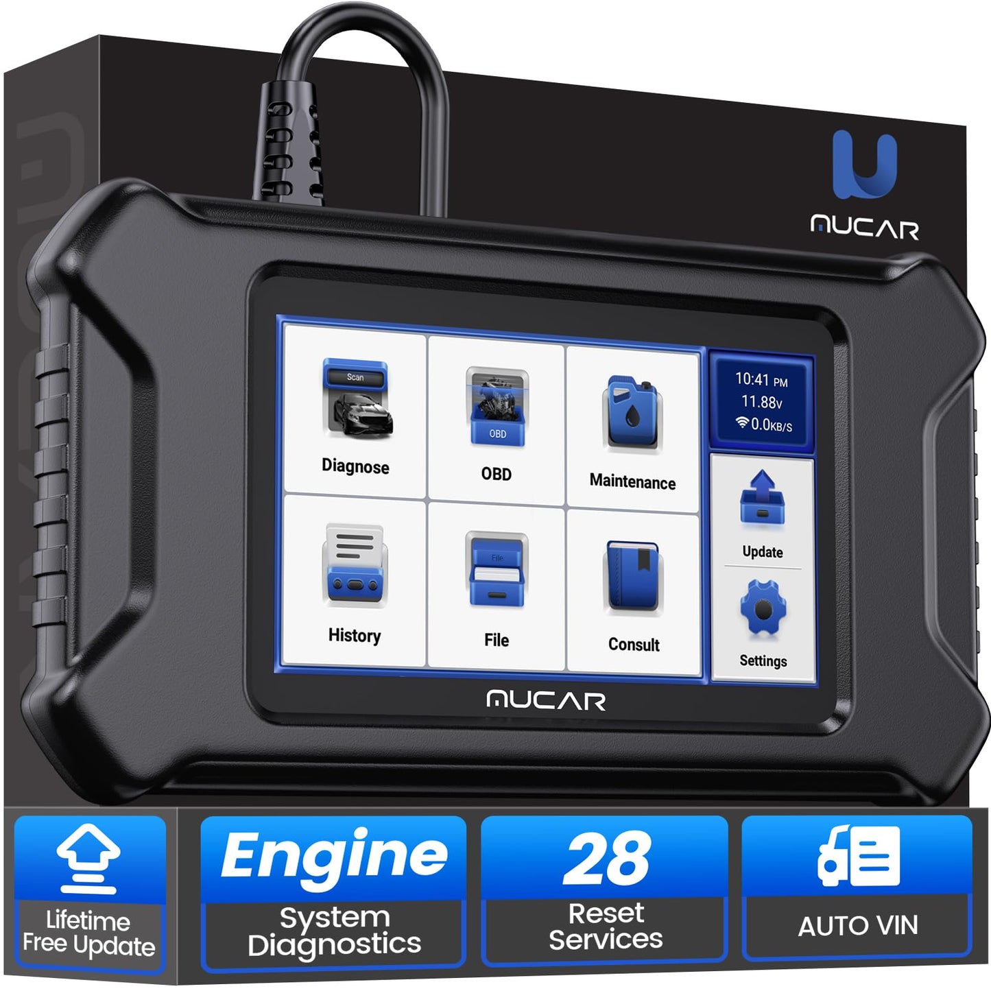 MUCAR CS90 OBD2 Scanner with 28+ Reset Services & ABS Code Reader