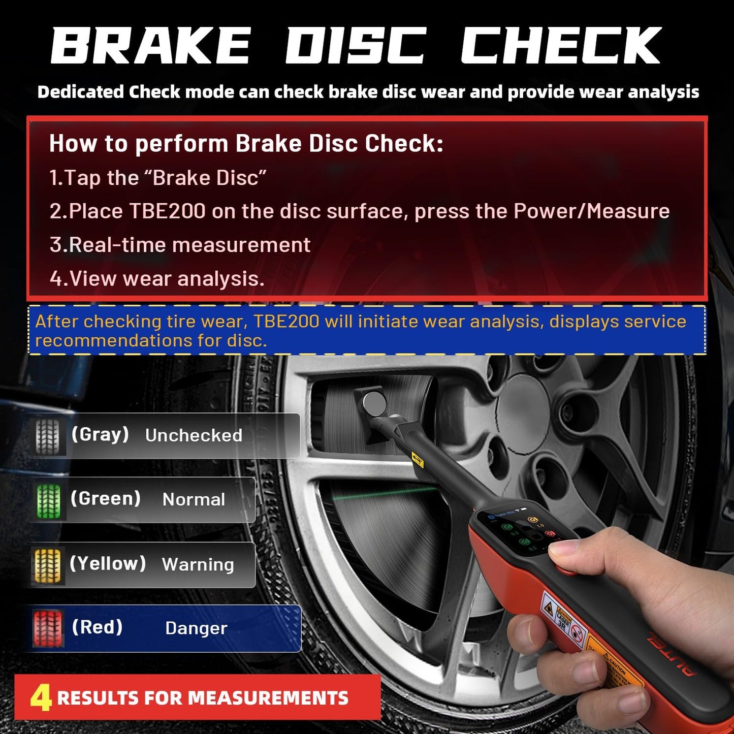 Autel TBE200 Tire Tread & Brake Wear Tester – 2025 Upgrade