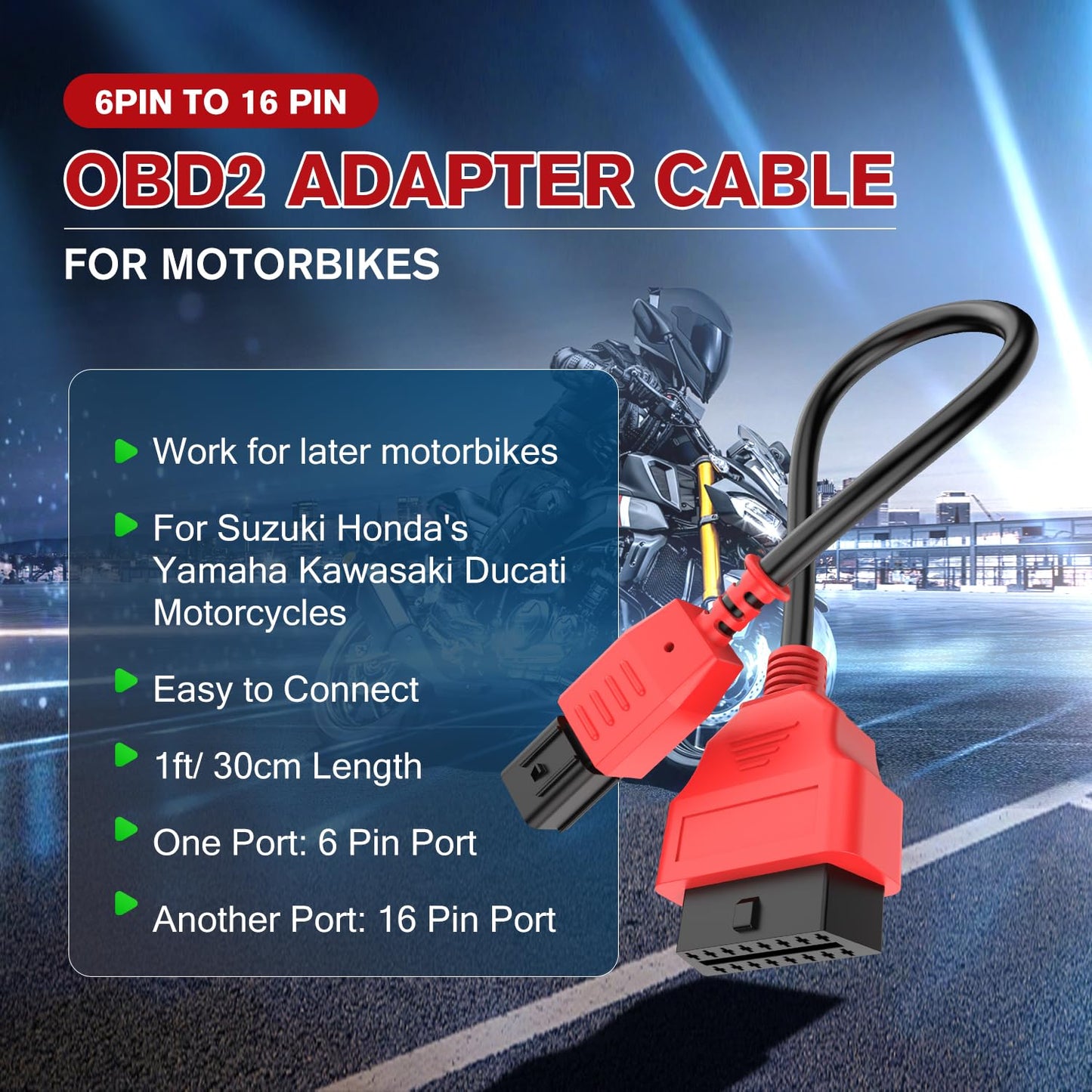 Autel Euro 5 6-Pin OBD Adapter for Motorcycle Diagnostics