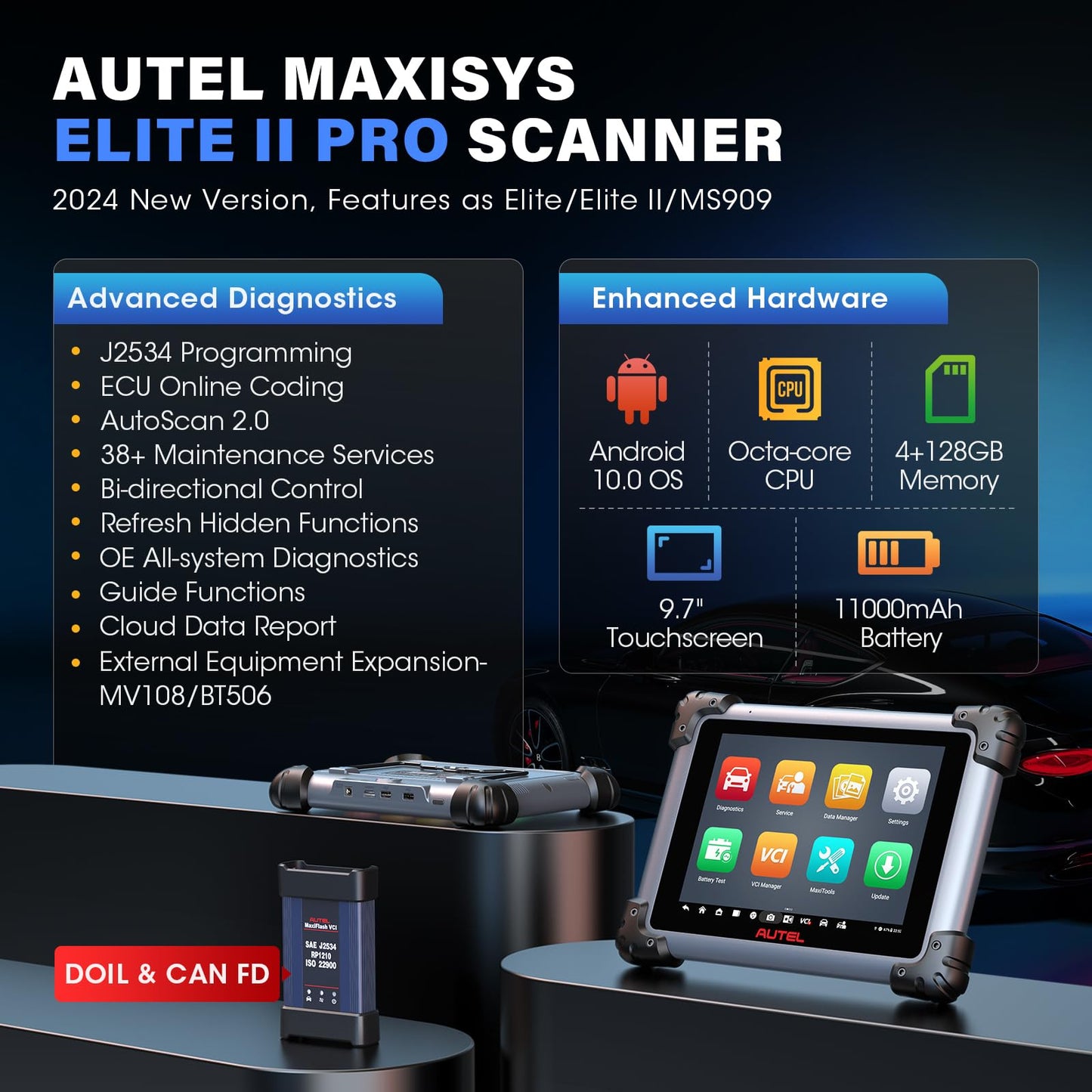 Autel MaxiSys Elite II Pro 2025 OBD2 Scanner with J2534 ECU Programming