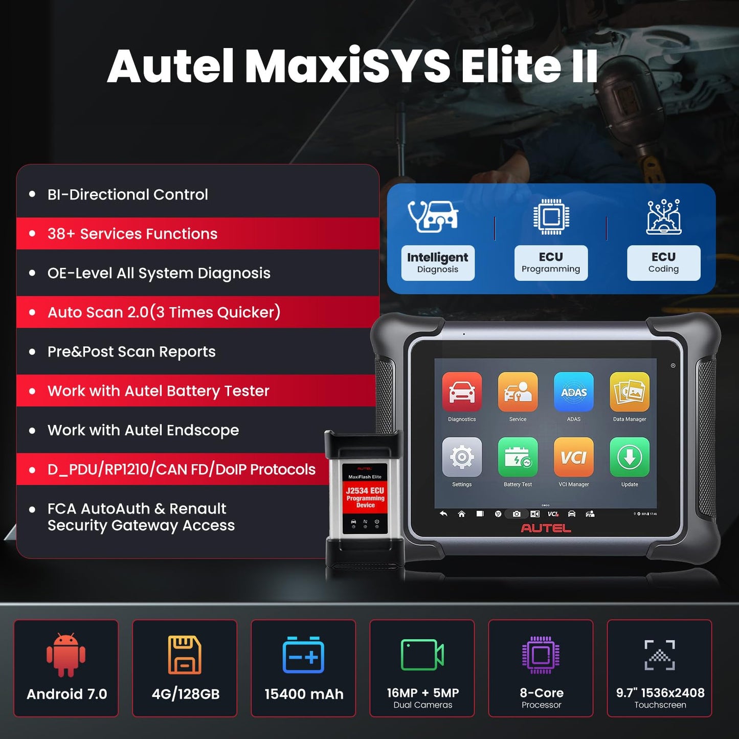 Autel MaxiSYS Elite II Scanner – 38+ Services & ECU Programming