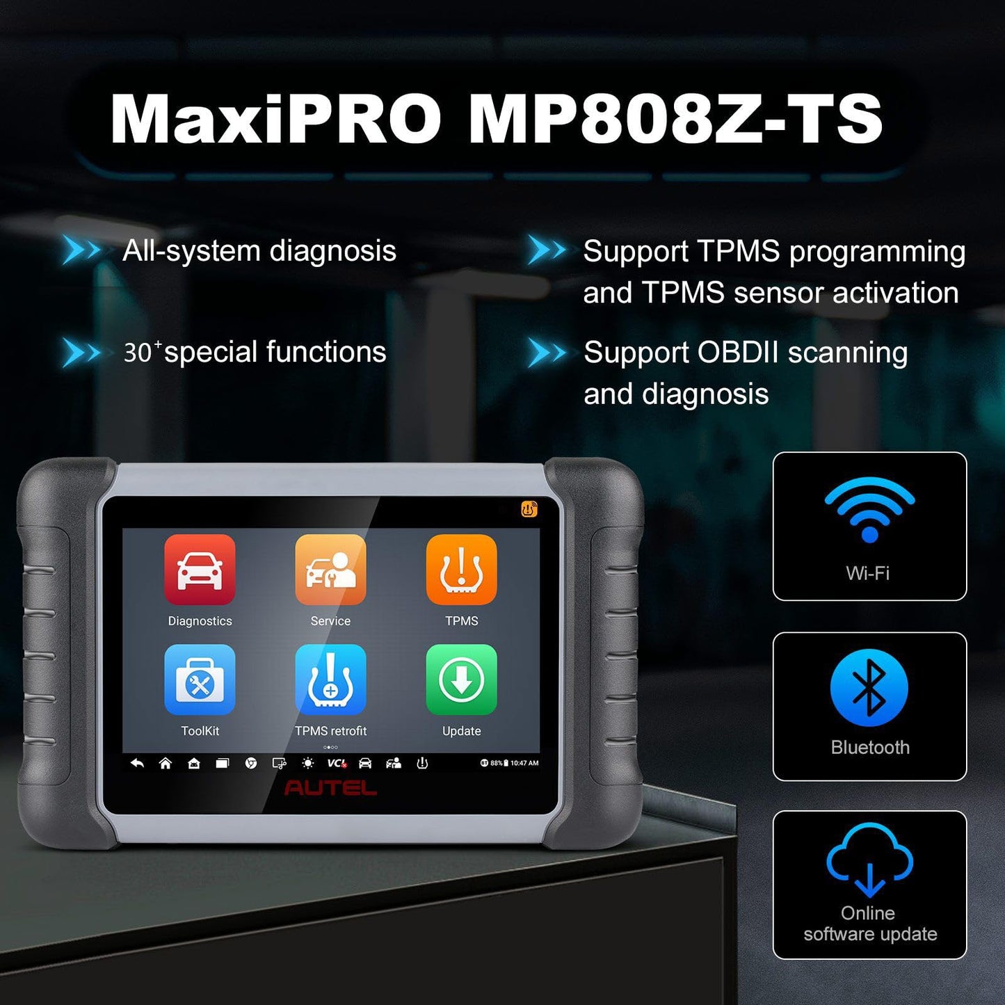 Autel MaxiPRO MP808Z-TS OBD2 Scanner – Full TPMS & 30+ Service Functions