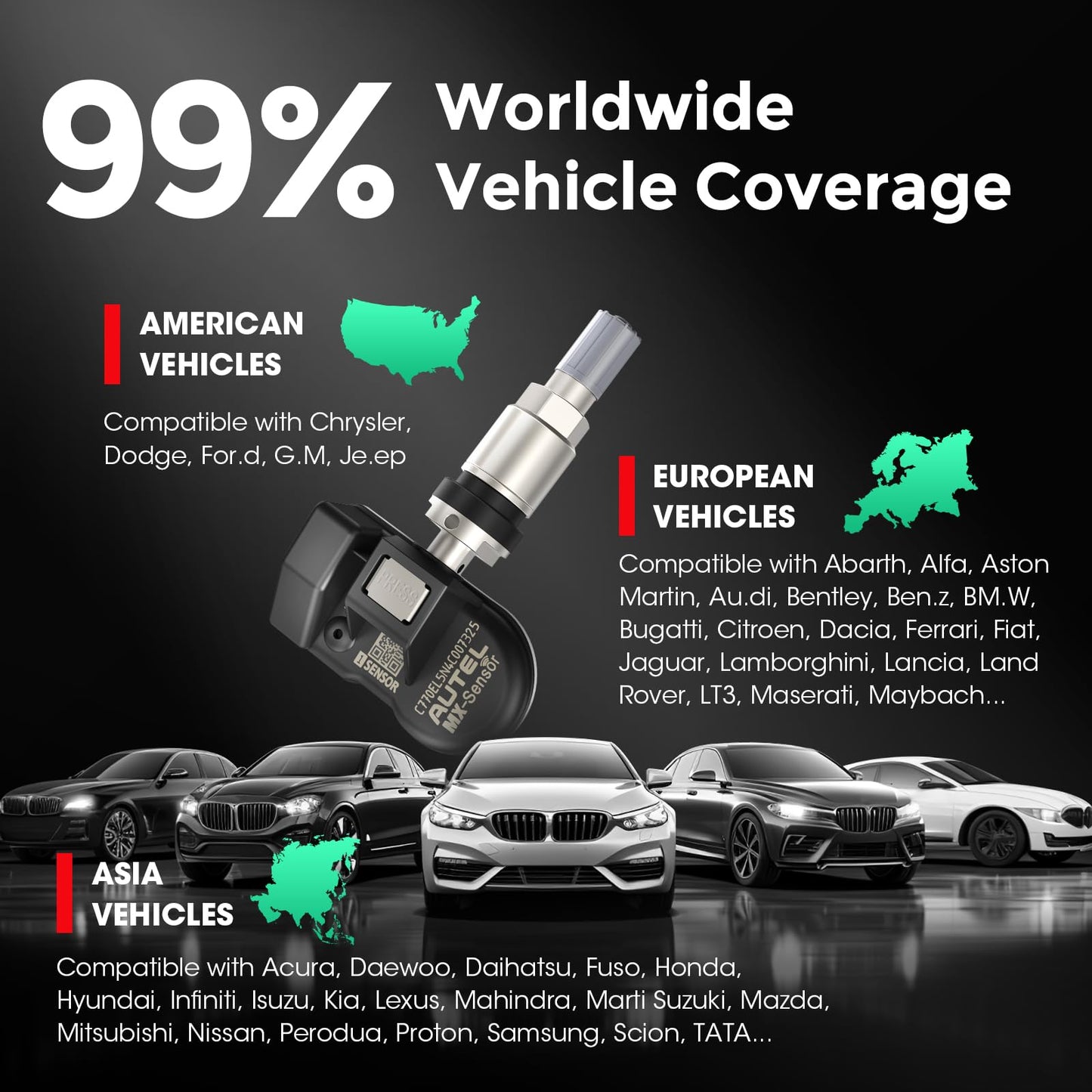 Autel 2-in-1 TPMS Sensors 20-Pack | 315MHz & 433MHz Programmable