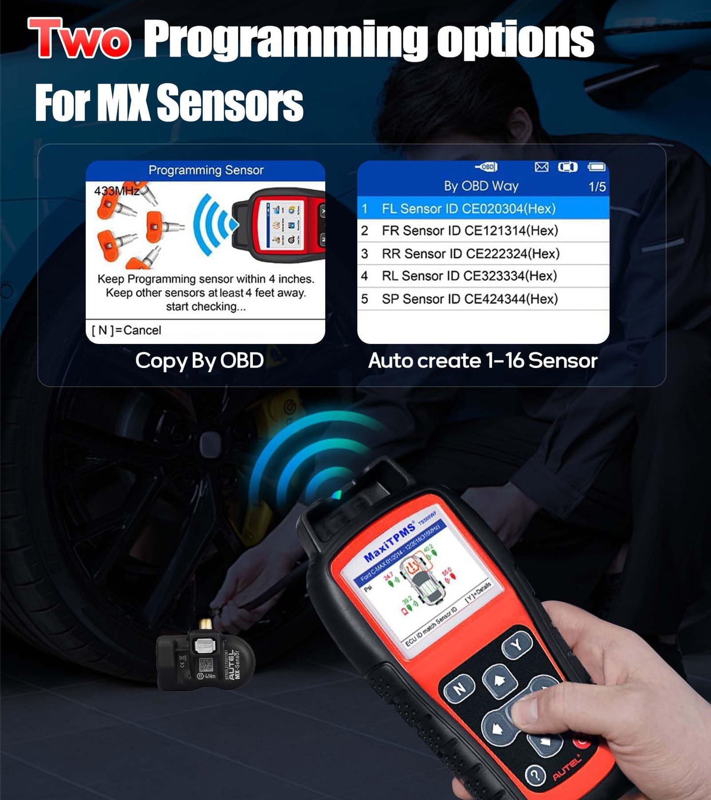 Autel MaxiTPMS TS508WF TPMS Tool – WiFi, MX Sensor Programming, OBD Relearn