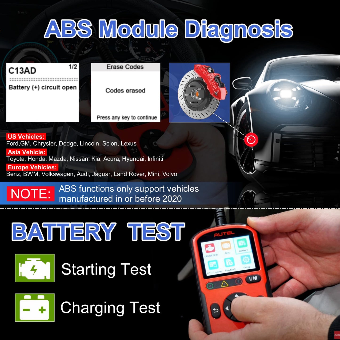 Autel AutoLink AL549 OBD2 Scanner – ABS Code Reader & Battery Tester