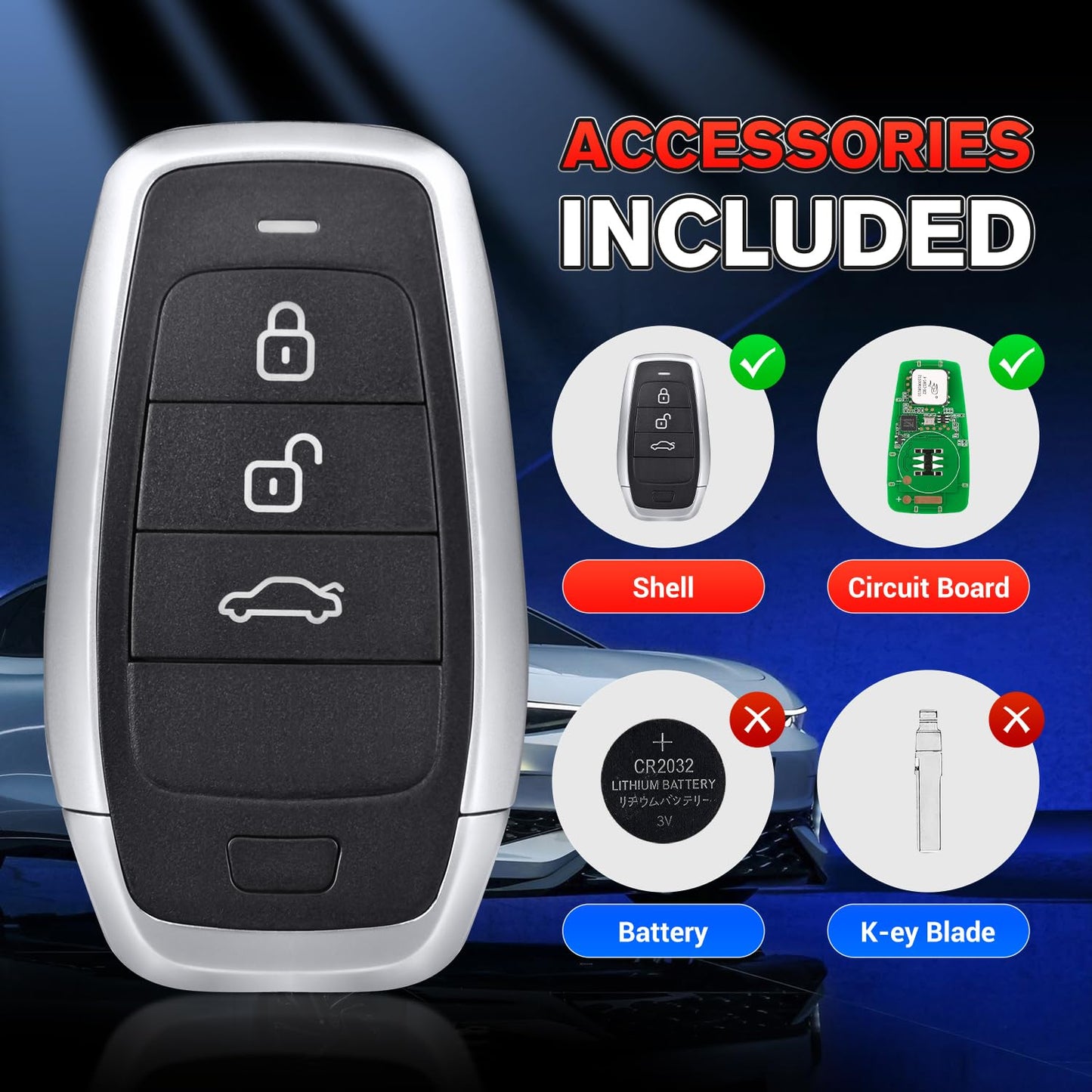 Autel Programmable Universal Blank Key Fob 3-Button for 700+ Cars
