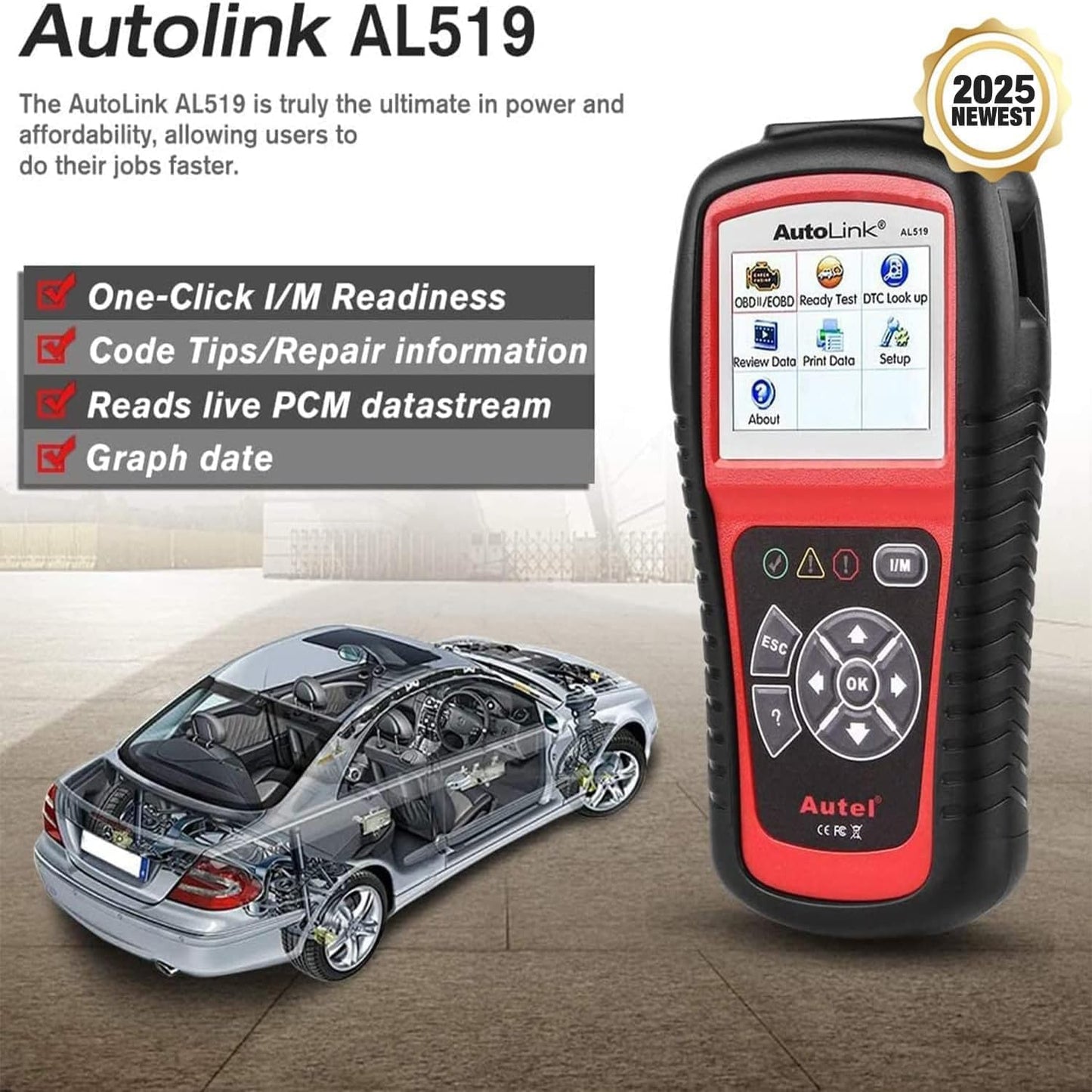 Autel AL519 OBD2 Scanner – Full OBDII Diagnostic Tool 2025
