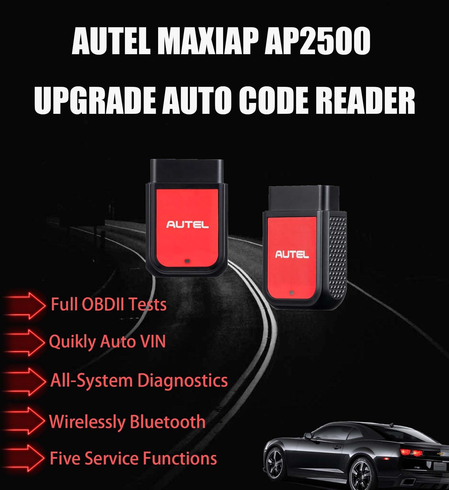 Autel MaxiAP AP2500 Bluetooth OBD2 Scanner – 5 Service Functions & 45+ Brands