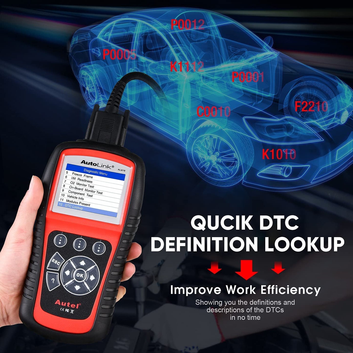 Autel AutoLink AL619 OBD2 Scanner – ABS, SRS, Live Data & DTC
