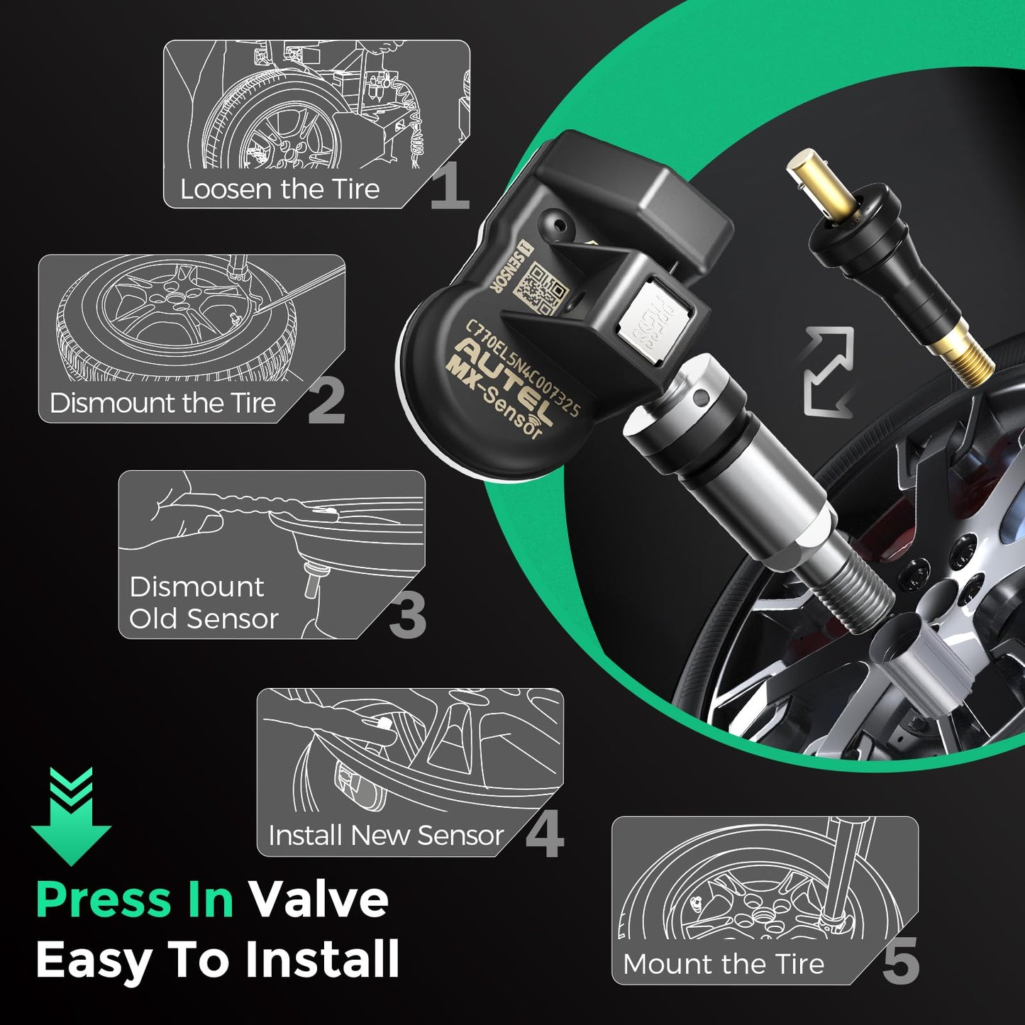 Autel 2-in-1 TPMS Sensors 20-Pack | 315MHz & 433MHz Programmable