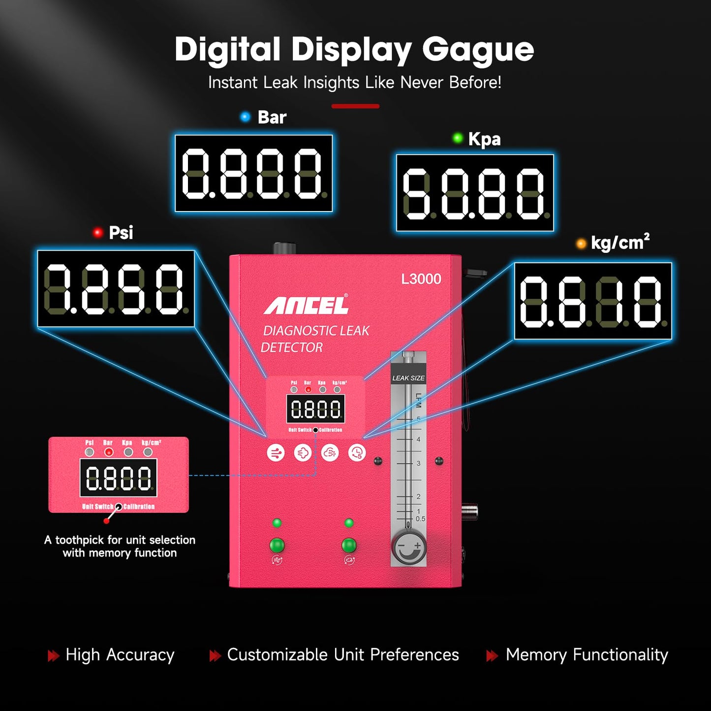 ANCEL L3000 PRO Digital Automotive Smoke Machine with Built-in Air Pump