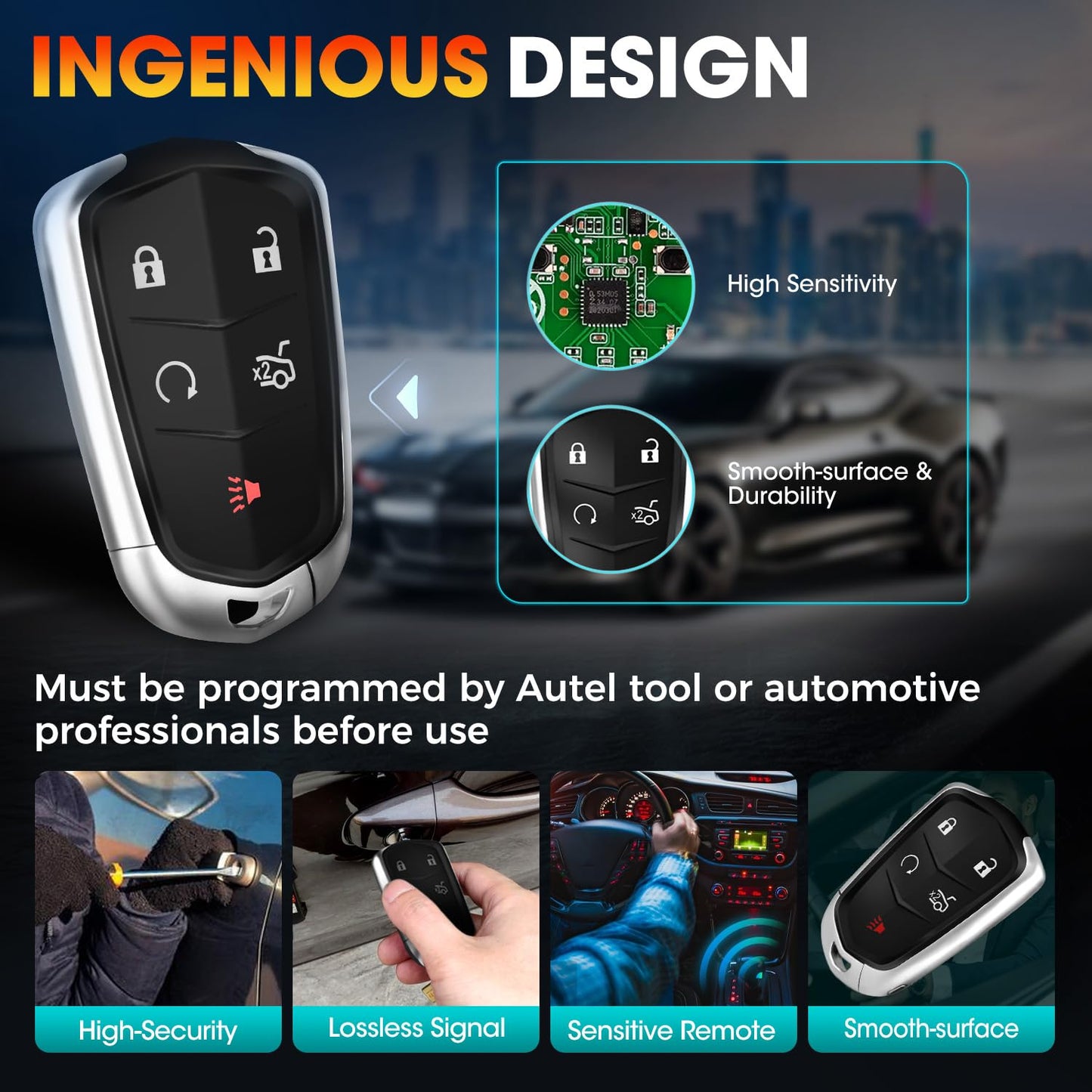 Autel GM 5-Button Programmable Key Fob for Cadillac & Chevy