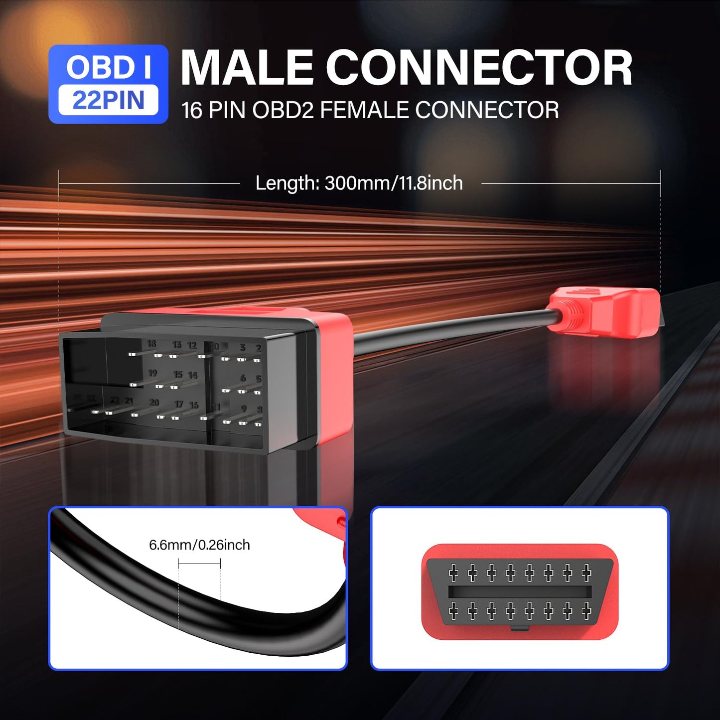 Autel 22-Pin OBD1 to 16-Pin OBD2 Adapter Cable for Toyota