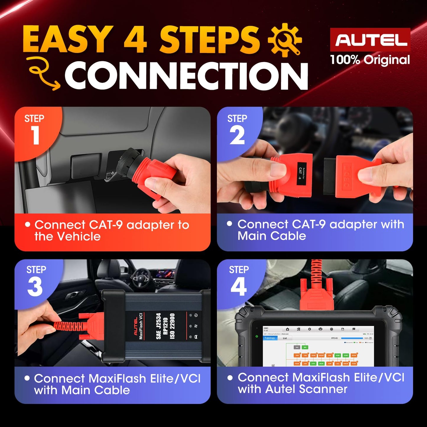 Autel CAT 9-Pin Adapter for MaxiSYS CV – Off-Highway Diagnostics