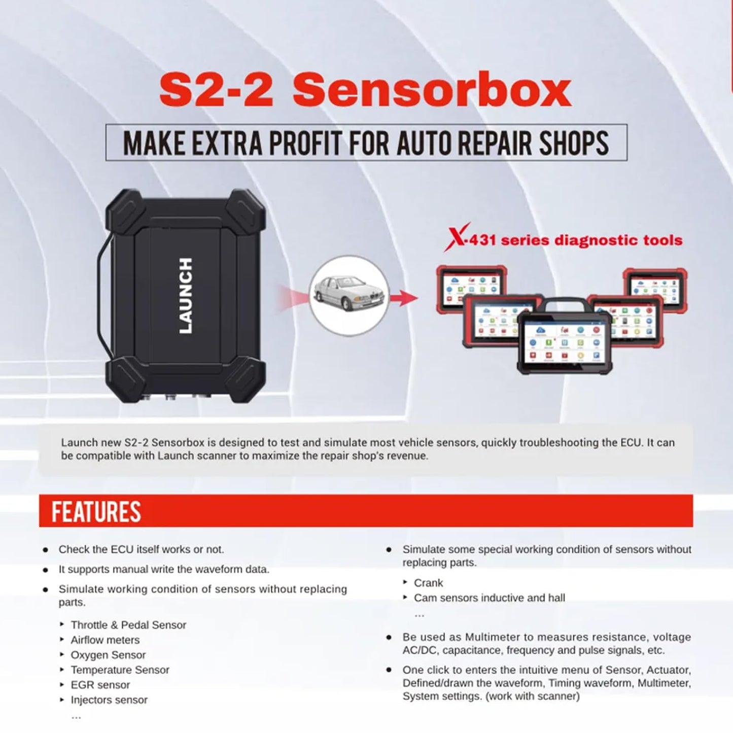 LAUNCH X431 S2-2 Sensor Simulator & Tester – 2 Channel OBD Tool