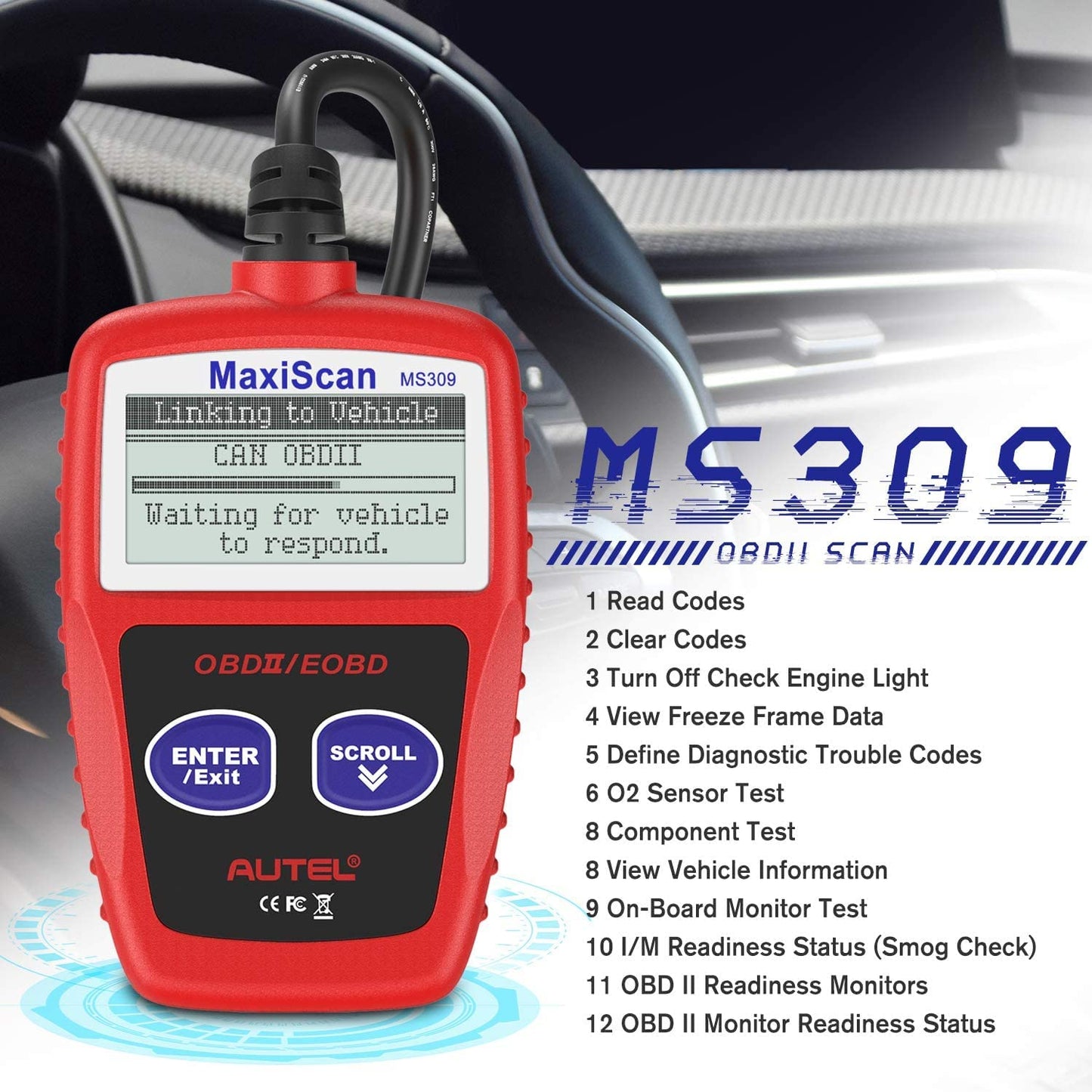 Autel MaxiScan MS309 OBD2 Scanner | Check Engine Code Reader