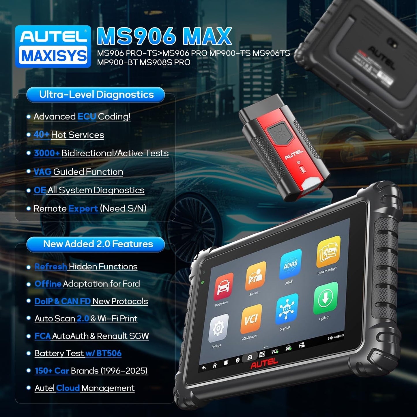 Autel MaxiSys MS906 MAX 2025 Scanner with ECU Coding & Auto Scan 2.0