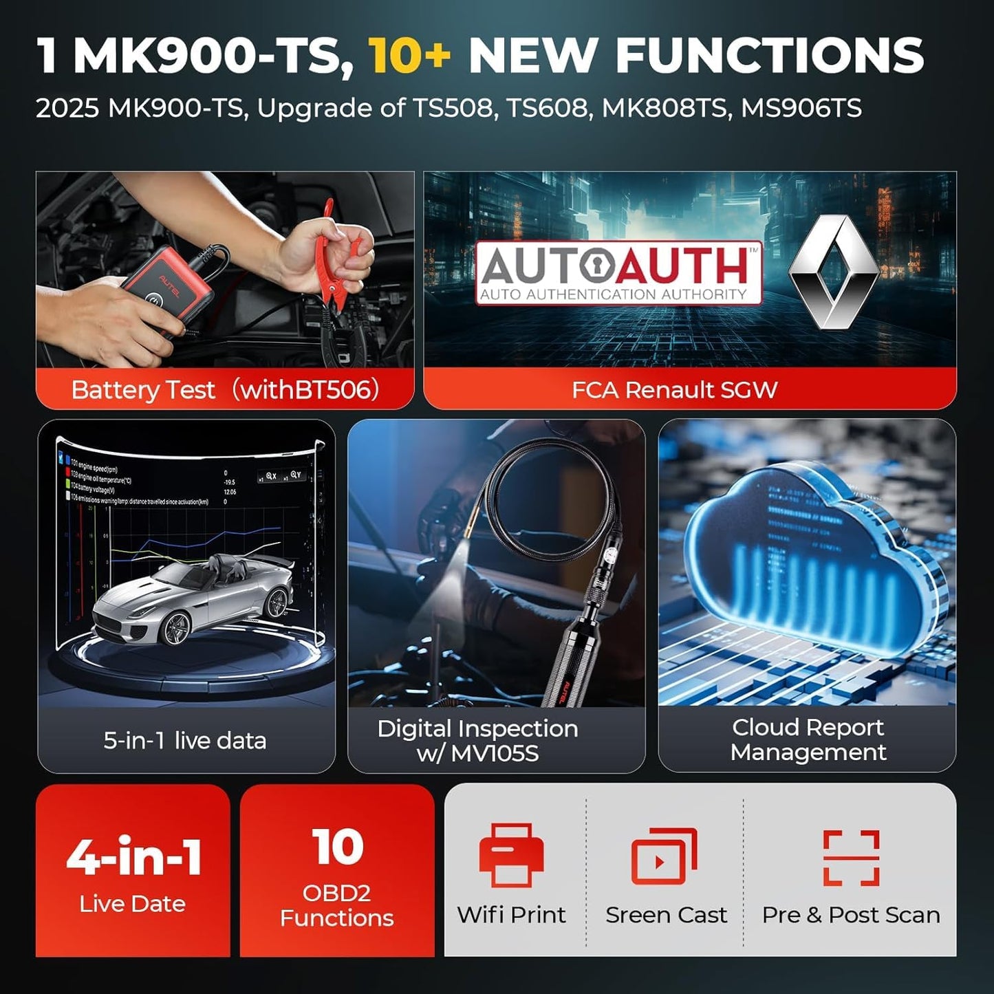 Autel MK900-TS TPMS Scanner – 2025 Bidirectional Tool