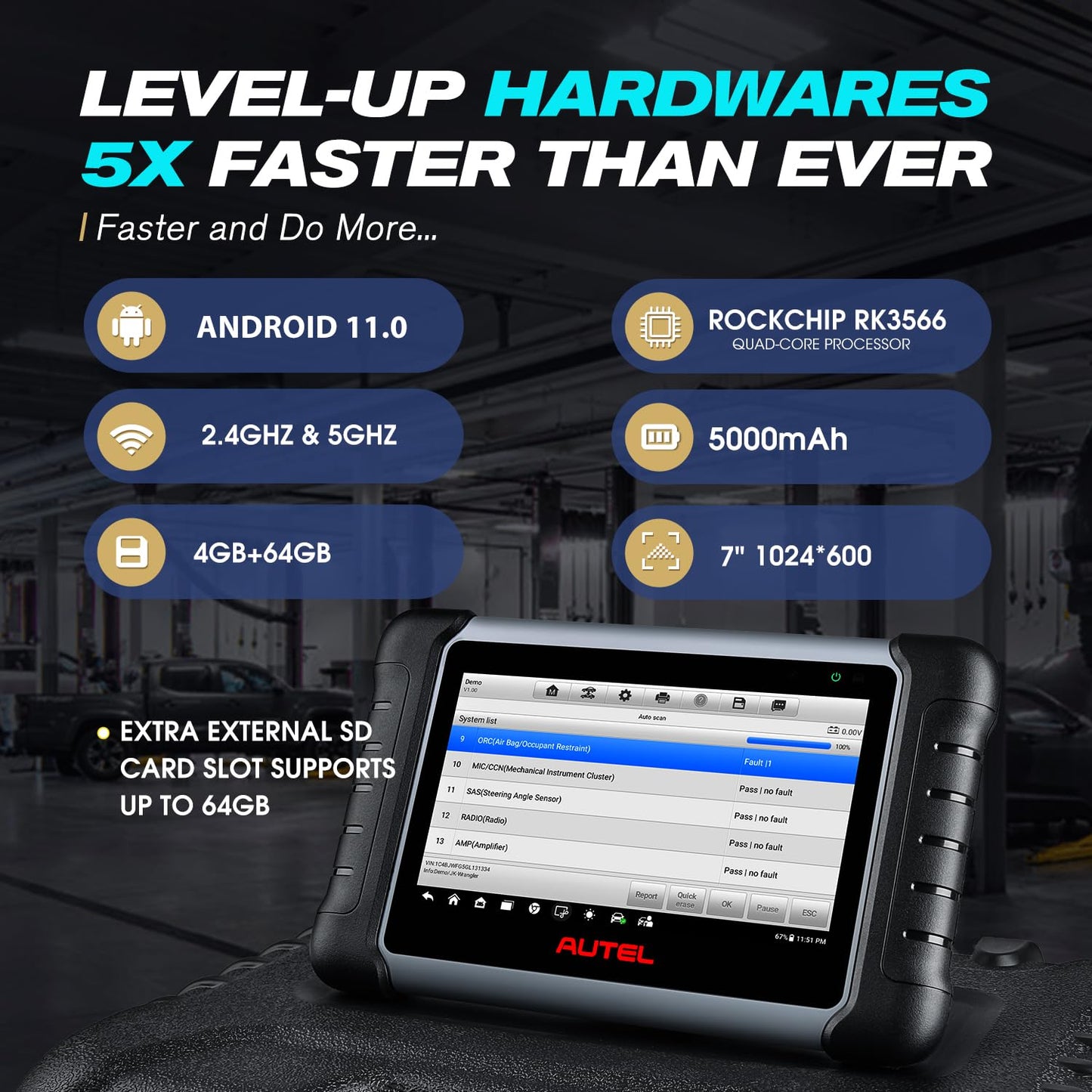 Autel MaxiPRO MP808S KIT (2025) – Bidirectional ECU Scan Tool with 30+ Services, OE-Level Diagnostics, 11 OBD1 Adapters & 2-Year Free Updates