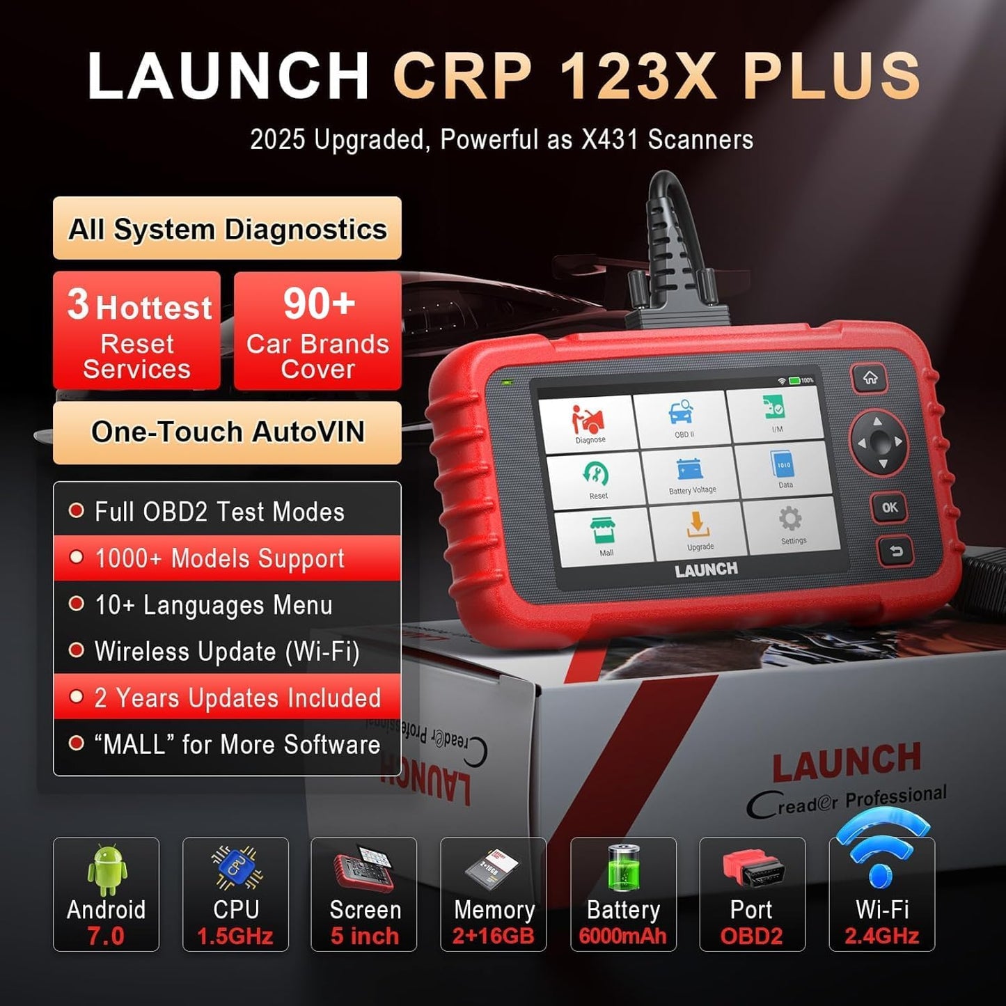 LAUNCH X431 CRP123X Plus Elite 2025 OBD2 Scanner with Full System Diagnostics