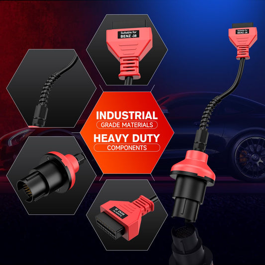 Autel Original BENZ-38 PIN Adapter, 38 Pin Male to 16 Pin Female OBDII Connector Compatible with Mercedes-Benz Pre-2001, Work with Autel Scanner MK808S, MK808BT PRO, MK900, Elite II PRO, Ultra, etc