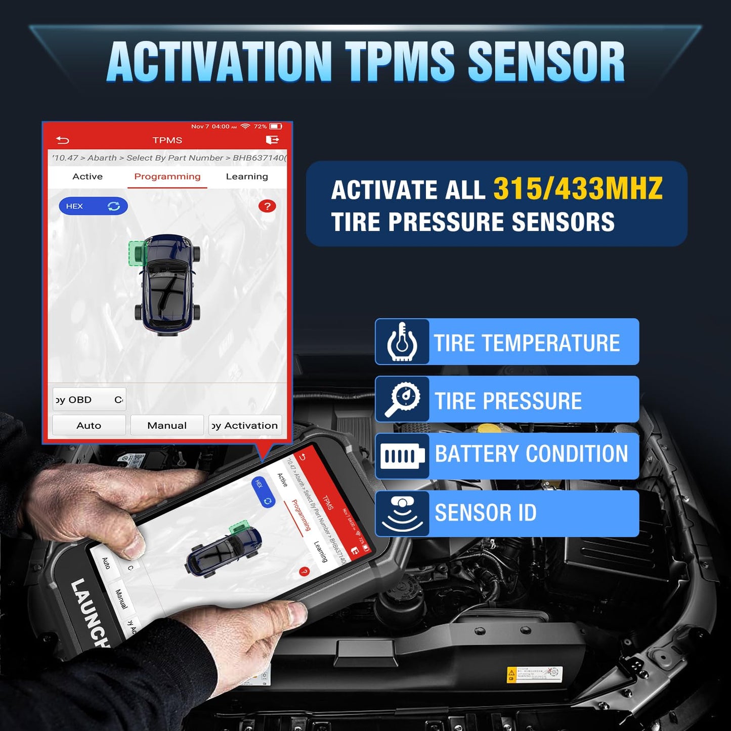 Launch TPMS Service Tool Kit with 4 LTR-03 Sensors & TPMS 5011 V2