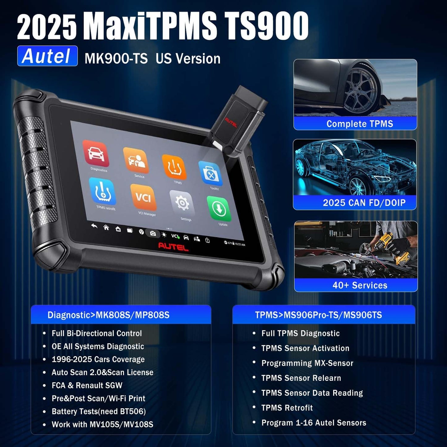 Autel MaxiTPMS TS900 TPMS Programming Tool with 40+ Services
